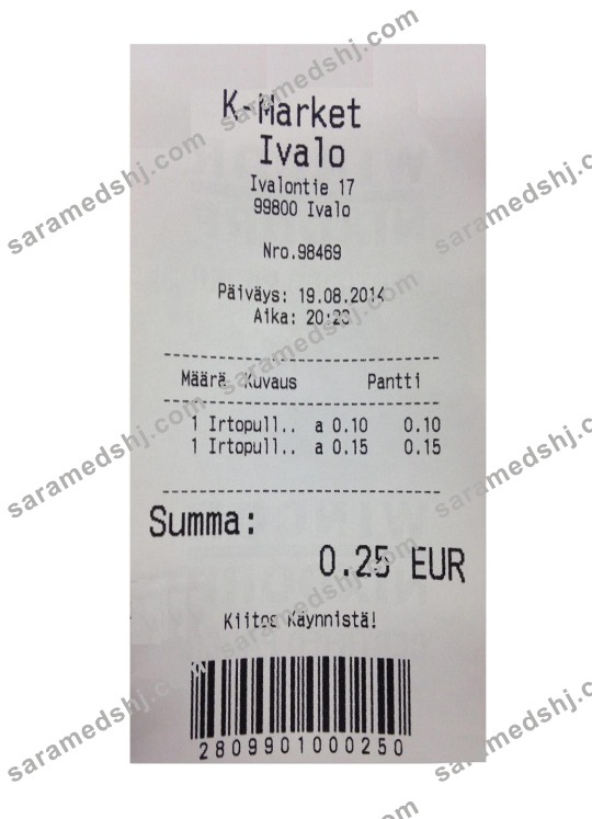 K-MARKET IVALO payment receipt